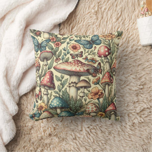 Antike Pilze, Blumen, Schmetterlinge Scrapbook Kissen