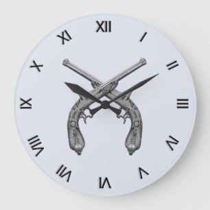 Antike Pistols with Black Numerals Große Wanduhr