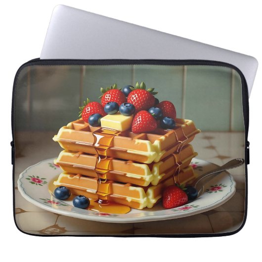 Antike Platte mit Waffeln und Erdbeeren  Laptopschutzhülle (Vorderseite)
