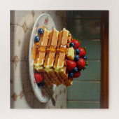 Antike Platte mit Waffeln und Erdbeeren Puzzle (Horizontal)