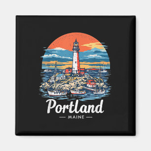 Antike Portland Maine Sonnenuntergang Skyline Küst Magnet