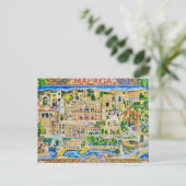 Antike Postkarte aus Malaga Spanien (Stehend Vorderseite)