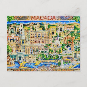 Antike Postkarte aus Malaga Spanien
