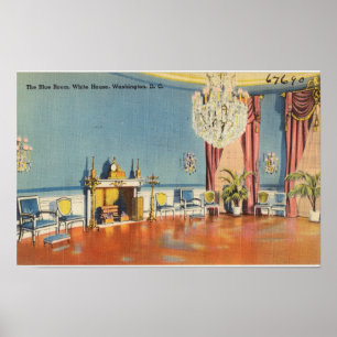 Antike Postkarte, Das Weiße Haus Blauer Salon Poster