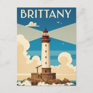 Antike Postkarte des Leuchtturms in der Bretagne, 