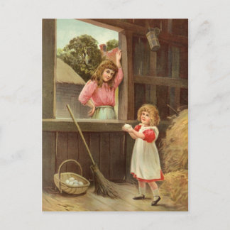 Antike Postkarte einer Farmfamilie
