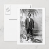 Antike Postkarte Mann mit Alligator (Vorne/Hinten)