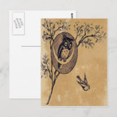 Antike Postkarte mit Eule (Vorne/Hinten)