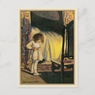 Antike Postkarte mit Illustration einer niedlichen