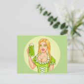 Antike Postkarte mit Mädchen und Bier (Stehend Vorderseite)
