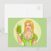 Antike Postkarte mit Mädchen und Bier (Vorne/Hinten)