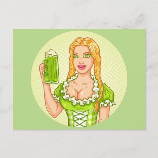 Antike Postkarte mit Mädchen und Bier (Vorderseite)