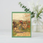 Antike Postkarte mit Pferdewagen (Stehend Vorderseite)