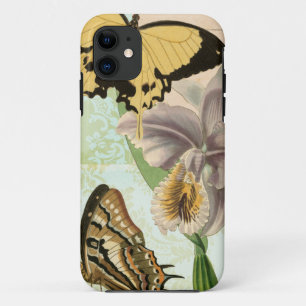 Antike Postkarte mit Schmetterlingen und Blumen iPhone 11 Hülle