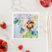 Antike Postkarte mit Stiefmütterchen-Blumen im Lan Serviette (Beispiel)