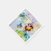 Antike Postkarte mit Stiefmütterchen-Blumen im Lan Serviette (Ecke)