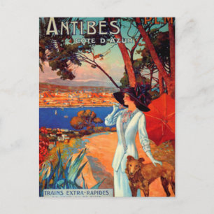 Antike Postkarte von Antibes Cote D'Azur Frau und