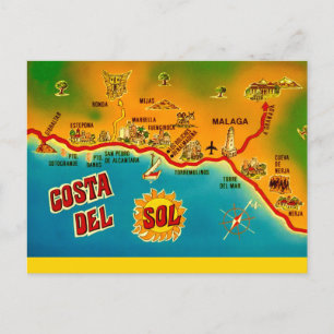 Antike Postkarte von Costa Del Sol