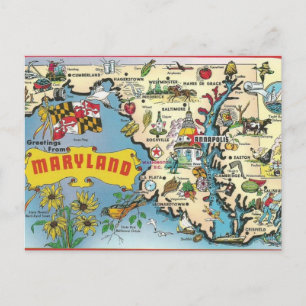 Antike Postkarte von Maryland