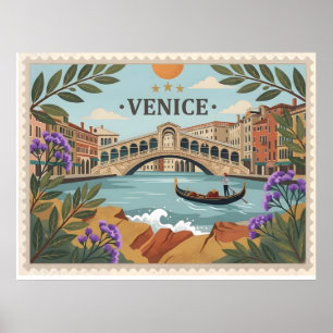 Antike Postkarte von Venedig Italien Poster