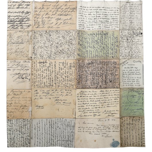 Antike Postkarten Der Vintage französische Hinterg Duschvorhang (Vorderseite)
