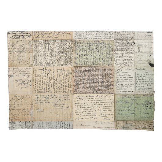 Antike Postkarten Der Vintage französische Hinterg Kissenbezug (Vorderseite)