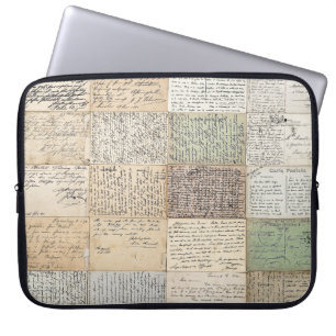 Antike Postkarten Französische Vintage-Hintergrund Laptopschutzhülle