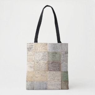 Antike Postkarten Französischer Vintage-Hintergrun Tasche