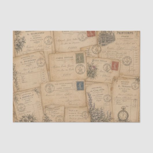 antike Postkarten Seidenpapier (Vorderseite)