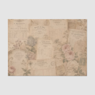 antike Postkarten und Blumen Seidenpapier