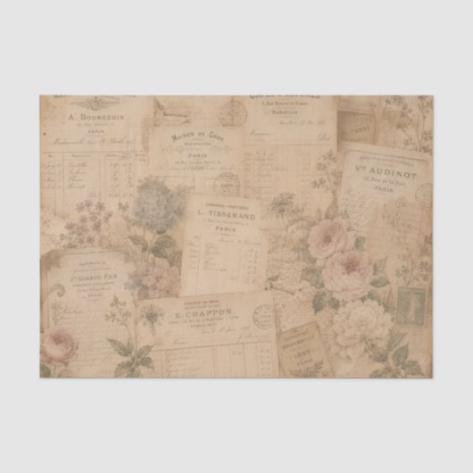 antike Postkarten und Blumen Seidenpapier (Vorderseite)