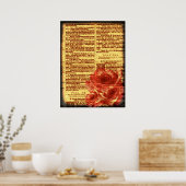 Antike Psalmen und Rose Print Poster (Küche)