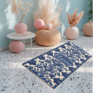 Antike, pulverbblaue französische Toile-Blumen-Erb Yogamatte