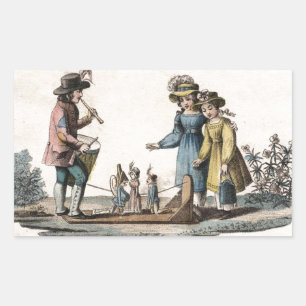 Antike Puppenkinder zeigen Tanz Rechteckiger Aufkleber