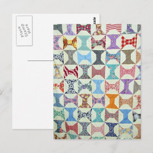 Antike Quilt Postkarte (Vorne/Hinten)