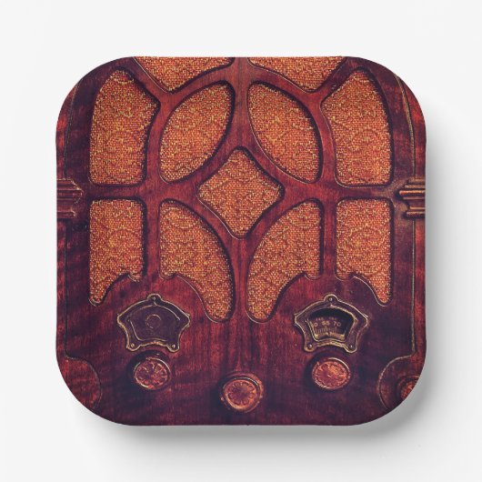 Antike Radiokunst Deko Kathedrale braun Pappteller (Vorderseite)