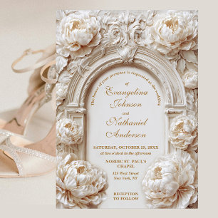 Antike Rahmen Hochzeit Elfenbein Floral Einladung