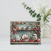 Antike Regal Himbeeren Brombeeren Äpfel Postkarte (Stehend Vorderseite)