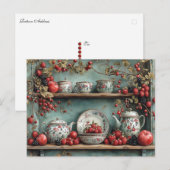 Antike Regal Himbeeren Brombeeren Äpfel Postkarte (Vorne/Hinten)