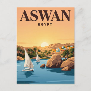 Antike Reise-Postkarte Assuan, Ägypten Postkarte