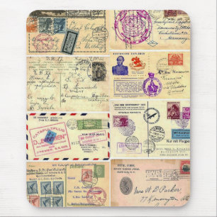Antike Reise-Postkarten Mousepad