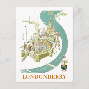 Antike Reisekarte von Londonderry Postkarte