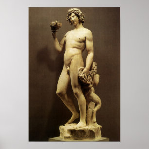 Antike Renaissance-Statue Bacchus von Michelangelo Poster