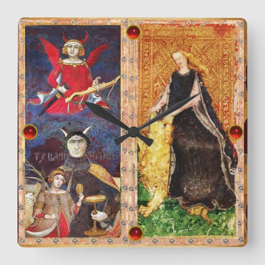 ANTIKE RENAISSANCE TAROTS DER TEUFEL UND DIE KRAFT QUADRATISCHE WANDUHR (Vorderseite)