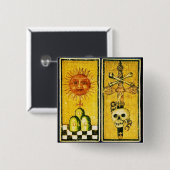 ANTIKE RENAISSANCE TAROTS/THE SUN , ACE OF SWORDS BUTTON (Vorne & Hinten)