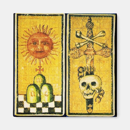 ANTIKE RENAISSANCE TAROTS/THE SUN , ACE OF SWORDS MAGNET (Vorne)