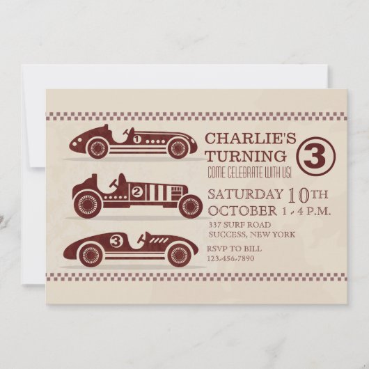 Antike Rennwagen-Einladung Einladung (Vorderseite)