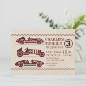 Antike Rennwagen-Einladung Einladung (Stehend Vorderseite)