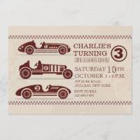 Antike Rennwagen-Einladung