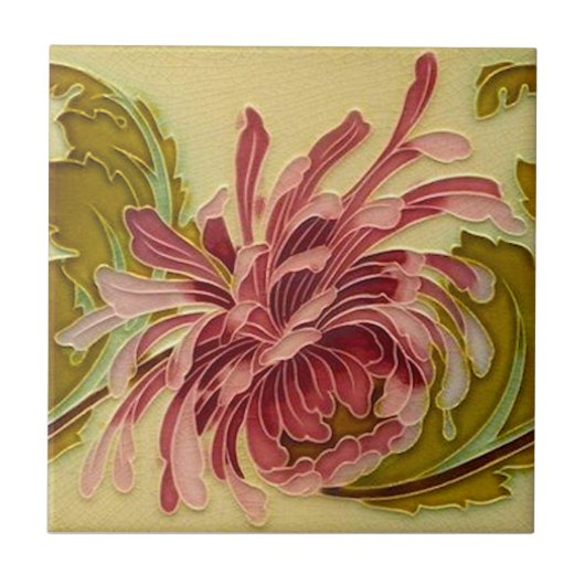 Antike Repro Chrysanthemum Border Tile Fliese (Vorderseite)